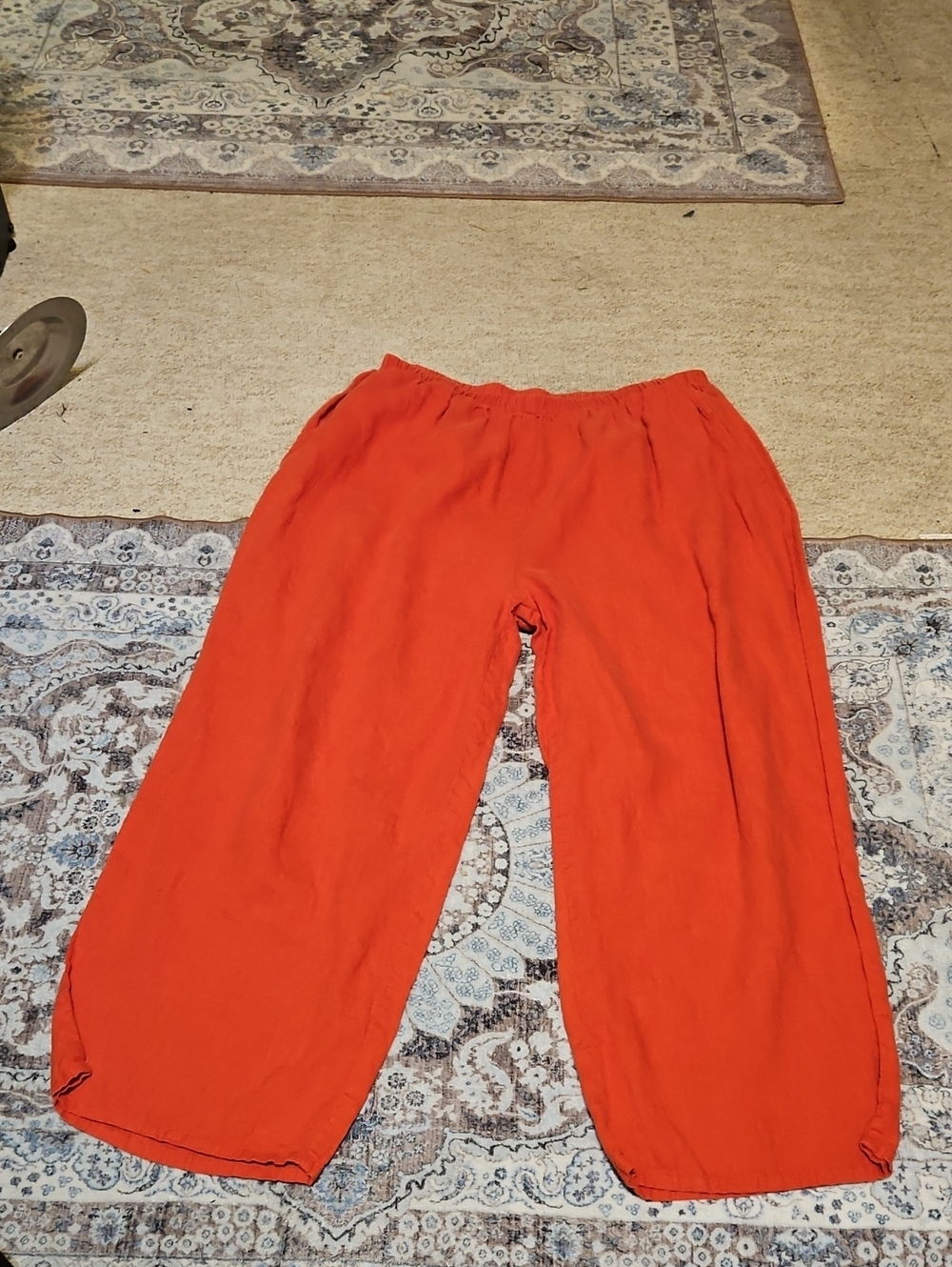Flax Wide-Leg Linen Pants in Reddish Orange